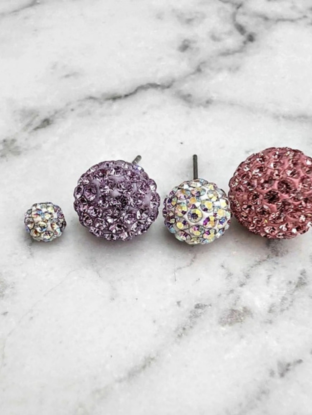 Crystal Ball Stud Earrings in Pink & Purple Diy Projects - Picture 3 of 5